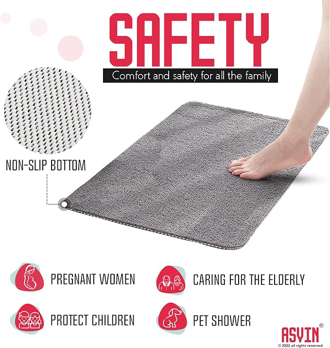 Asvin Soft Textured Bath, Tub Mat, 24x16 Inch Rectangular, Phthalate Free - Image 7