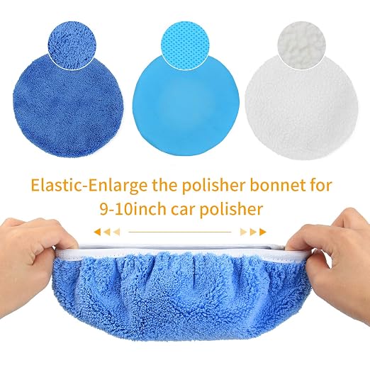10PCS 9-10 inch Polisher Pad Bonnet Orbital Car Buffing Polishing Pad Cover - Image 4