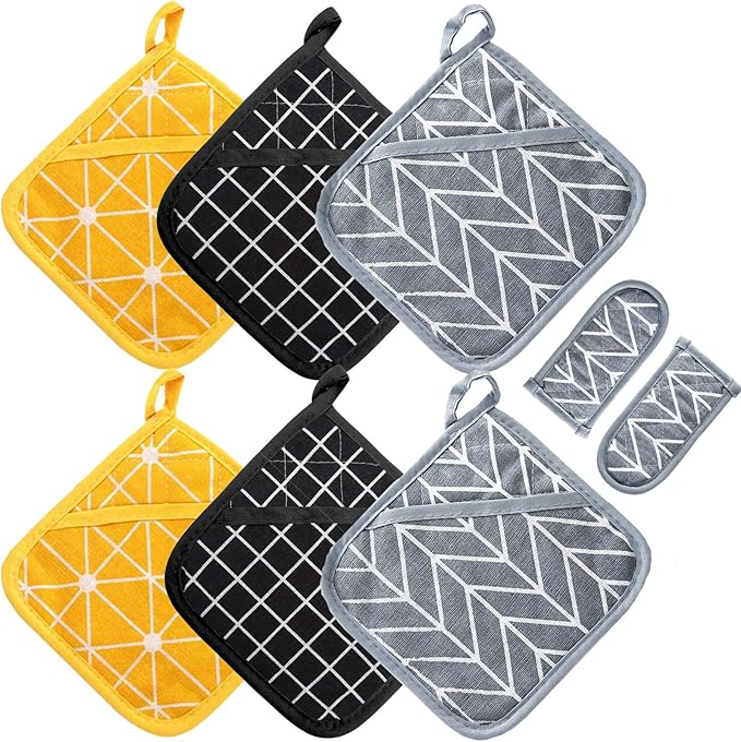 Heat Resistant Potholders Hot Pads-6 Kitchen Pot Holders Set by Win+Change