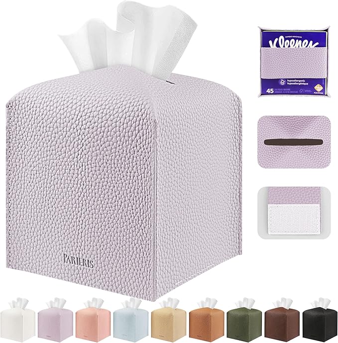 Tissue Box Cover Holder Square Tissue Cube Cover PU Leather Tissue Organizer by DecorateYourHome