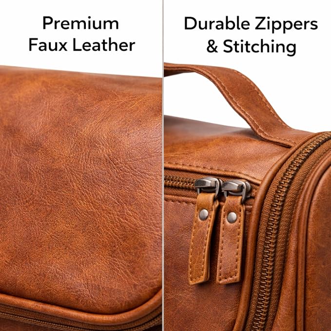 G.B.S GENTS Faux Leather Men’s Toiletry Bag – Travel Dopp Kit - Image 6