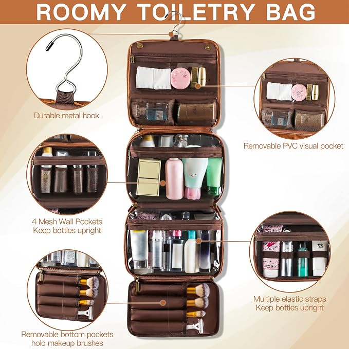 Elviros Hanging Travel Toiletry Bag Gift - Image 4