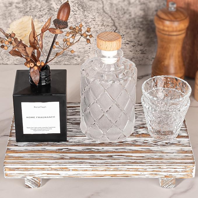 zoocatia Small Wood Tray Pedestal Stand Farmhouse Bathroom Decor Decorative - Image 3