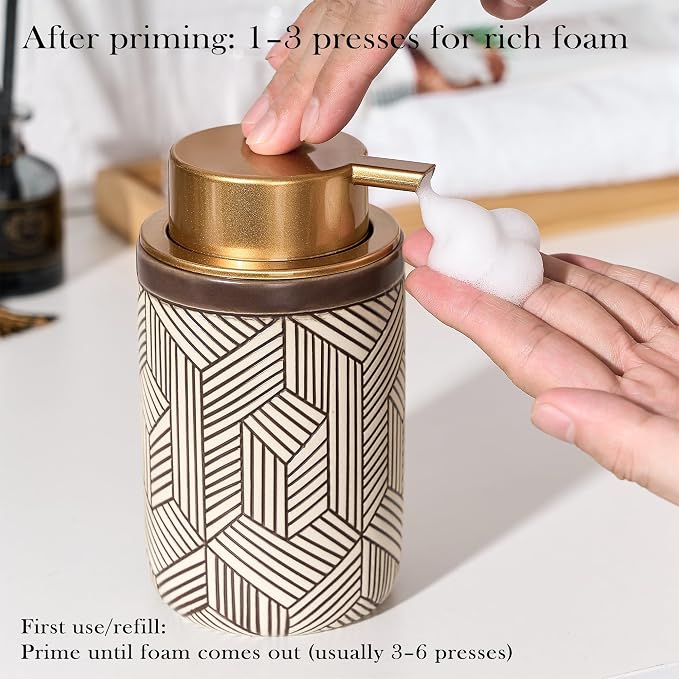 Brown Foaming Soap Dispenser, Ceramic Foam Soap Dispenser - Image 2