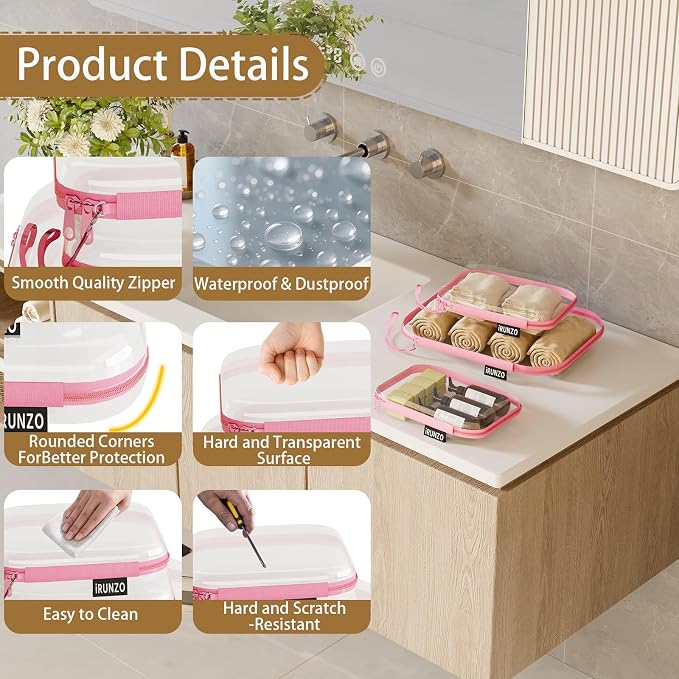 3 PCS Clear Hard Shell Zipper Case - Image 6