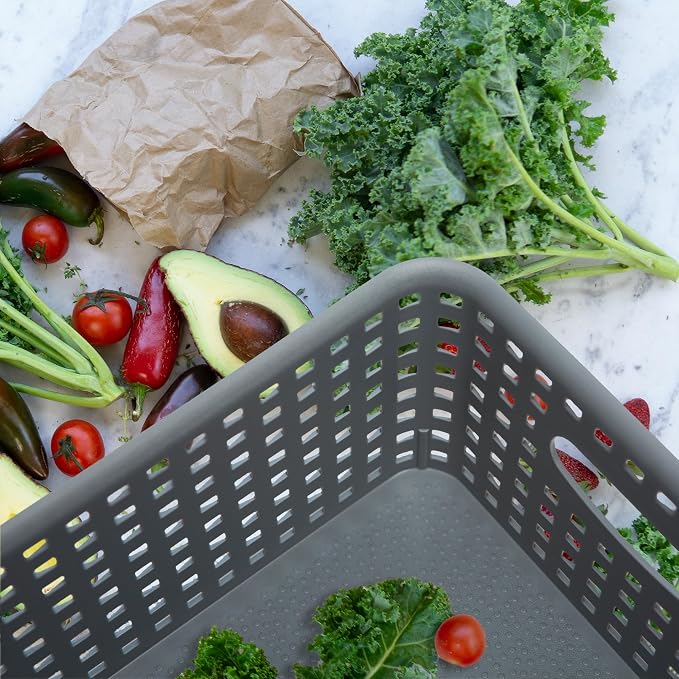 Grey Plastic Woven Storage Basket - Image 7