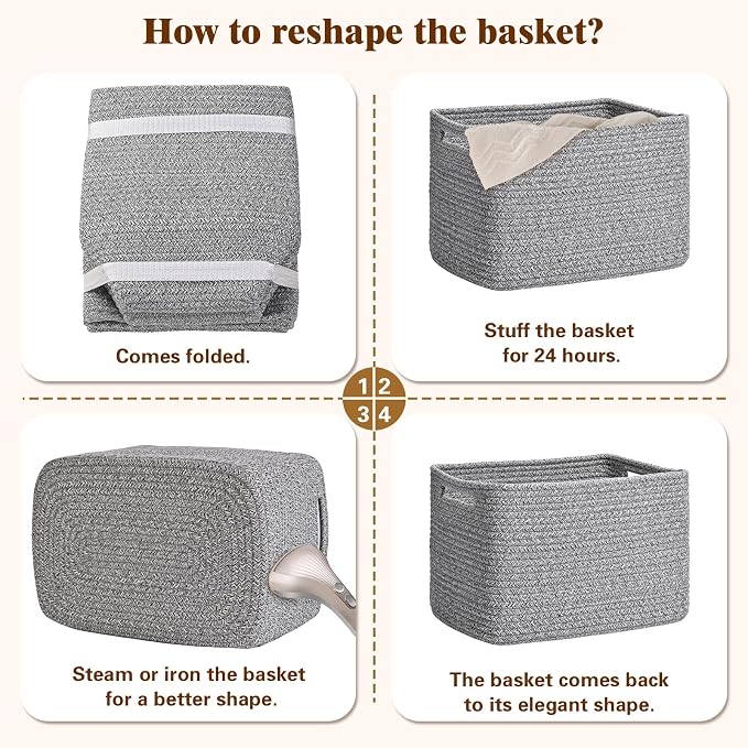 Storage Baskets for Organizing, 4 Pack Baskets for Shelves, Decorative Storage - Image 8