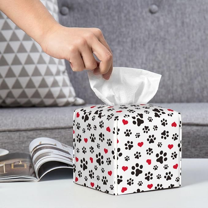 Dog Paw Cat Paw Heart Love Tissue Box Cover Square, Animal Puppy Footprints - Image 6