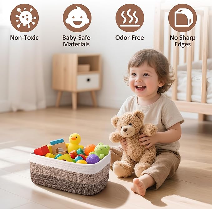 5-Pack Small Woven Rope Storage Baskets – 2 Sizes Organizer Bins - Image 4