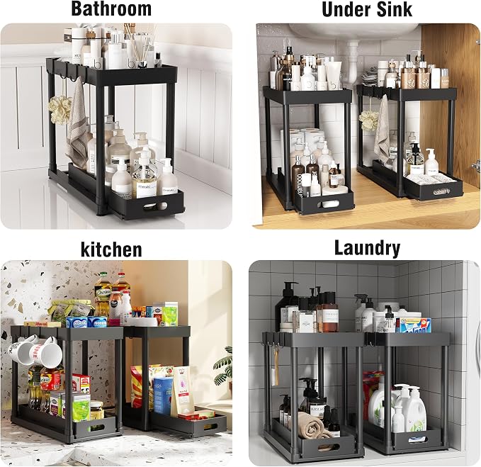 2 Pack Pull-Out Storage Organizers, Under Sink Organizer and Storage - Image 6