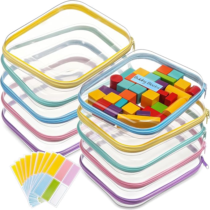 Sanwuta 10 Pcs Hard Zipper Case Clear Hard Pouches Plastic Zipper Pencil Box by Sanwuta