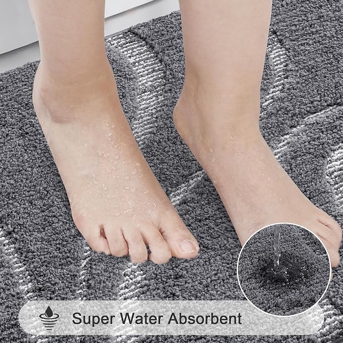 HEBE Bathroom Rugs Sets 5 Piece, Soft Absorbent Microfiber Bath Mat - Image 5