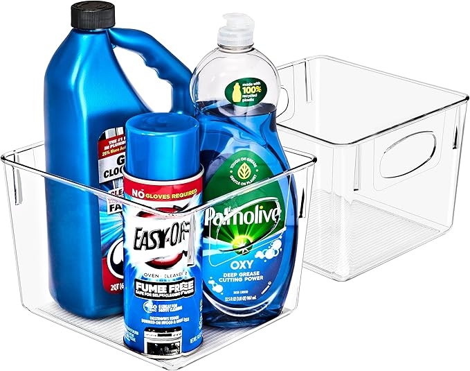 Sorbus 2 Pack Medium Clear Plastic Storage Bins, Refrigerator, Under Sink by Sorbus