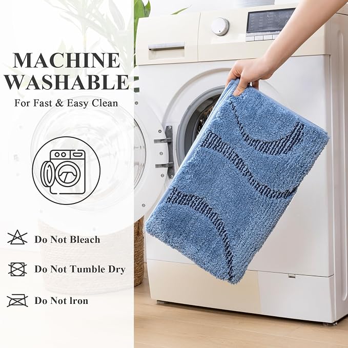 HEBE Bathroom Rugs Sets 5 Piece, Soft Absorbent Microfiber Bath Mat - Image 6