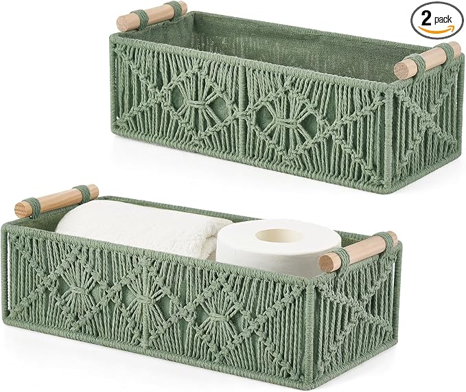 Mkono Macrame Storage Baskets Boho Decor Box Handmade Woven Decorative by Mkono