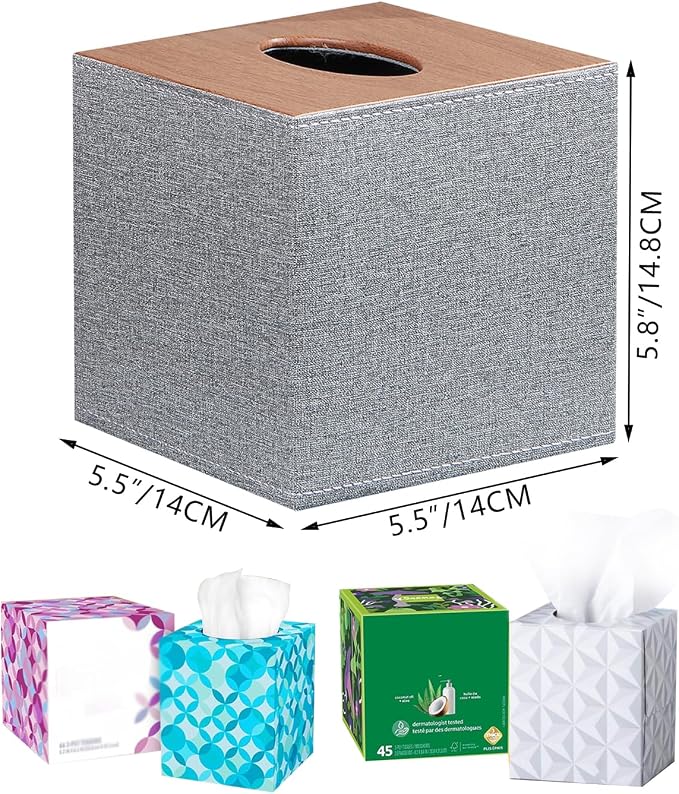 Leather Tissue Box Cover Square, Upgrade 99% Compatible Large Size, Modern - Image 3