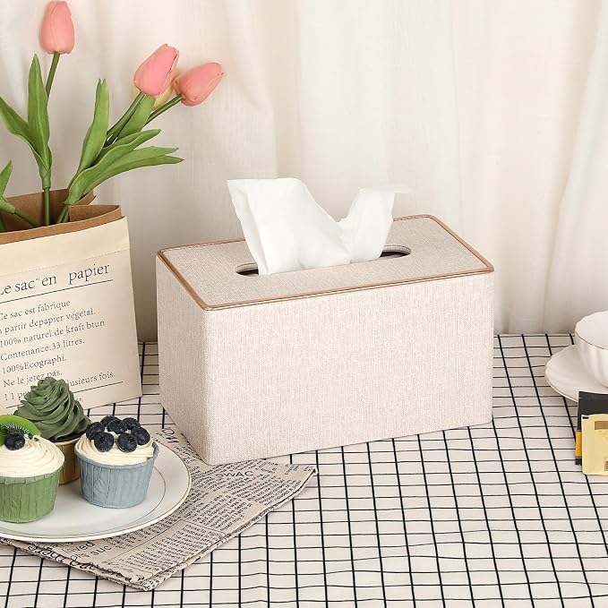 Sumnacon Rectangular Linen Tissue Box Cover - Image 2