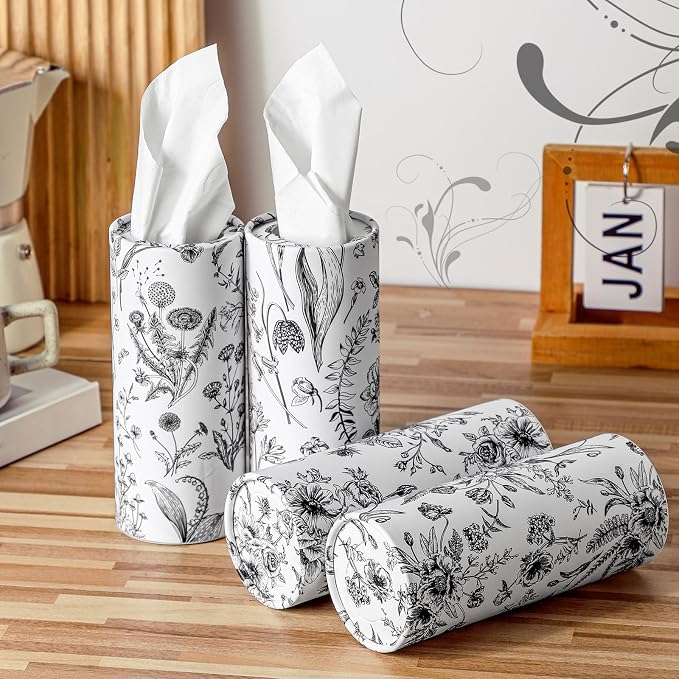 Zonon 4 Pcs Vintage Floral Car Tissue Cylinder - Image 2