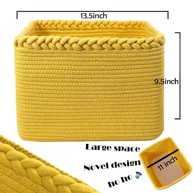 COMFY-HOMI Square Woven Cotton Rope Basket - Image 4