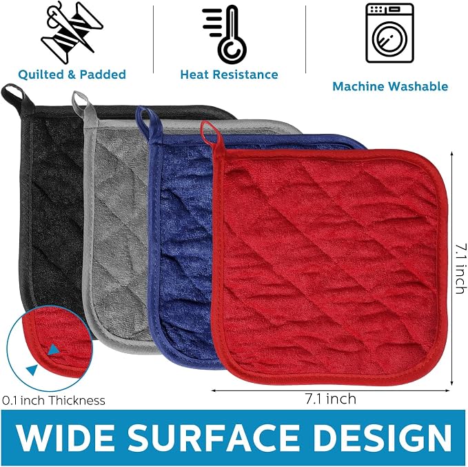 Zhehao 24 Pcs Pot Holders for Kitchen Hot Pads Heat Resistant Cotton Quilted - Image 2