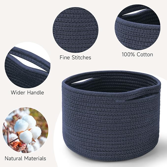 Small Rope Baskets for Storage, Baskets for Gifts Empty, Cute Round Woven - Image 3