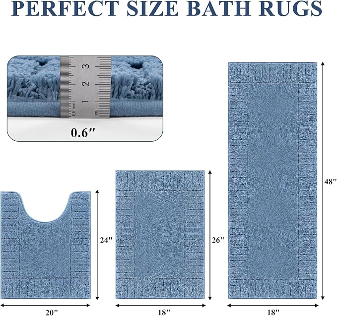 Pauwer Bathroom Rugs Sets 3 Piece Bathroom Shower Rugs - Image 2