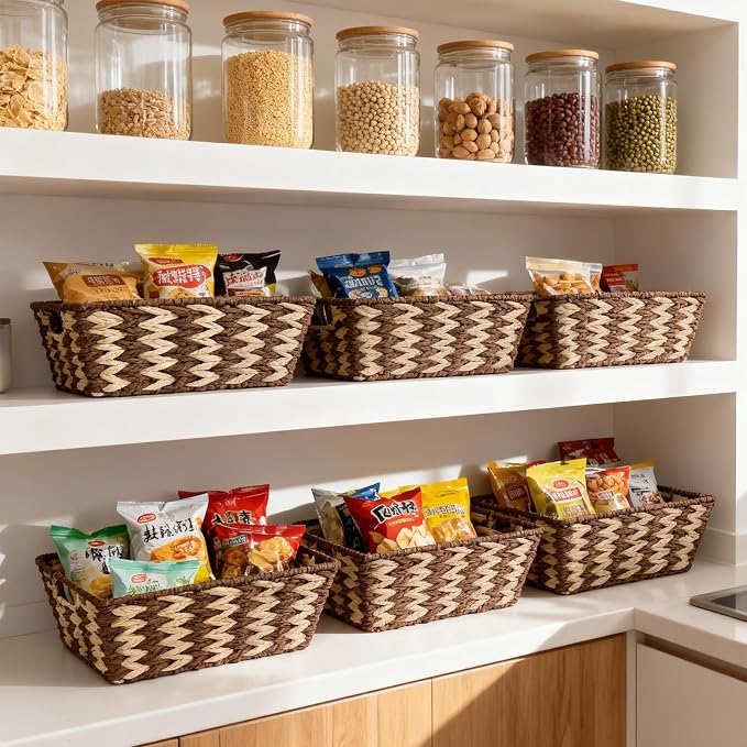 Paper Rope Storage Baskets for Shelves Organizing, Small Hand Woven Wicker - Image 7