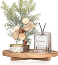 Round Decorative Tray Wood Bathroom Counter Organizer Farmhouse Kitchen Decor by zoocatia