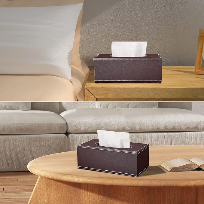 Tissue Box Cover Rectangle, PU Leather Tissue Box Holder Rectangular, Kleenex - Image 5