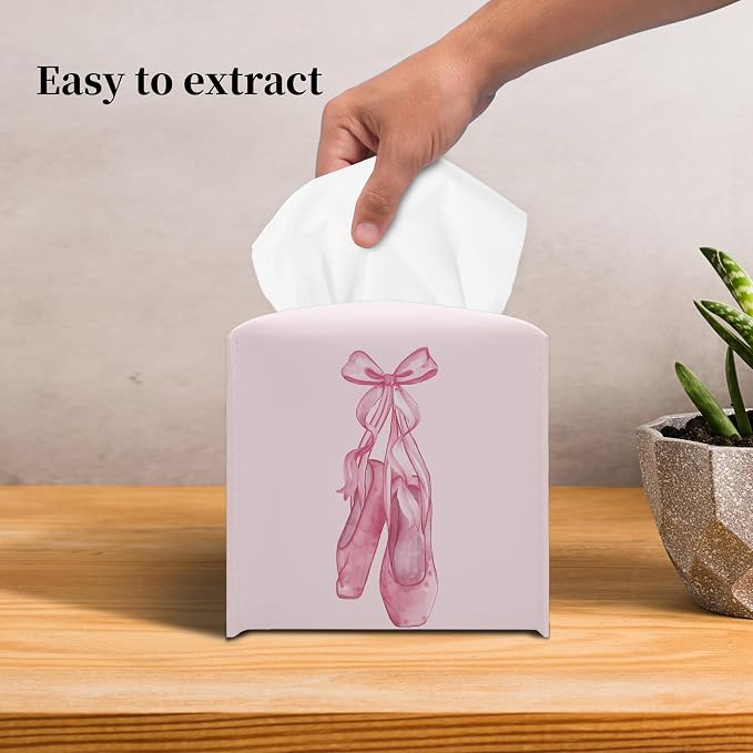 Grace Yonks Cute Pink Ballet Shoes Tissue Box Cover Square, Cube Case - Image 5