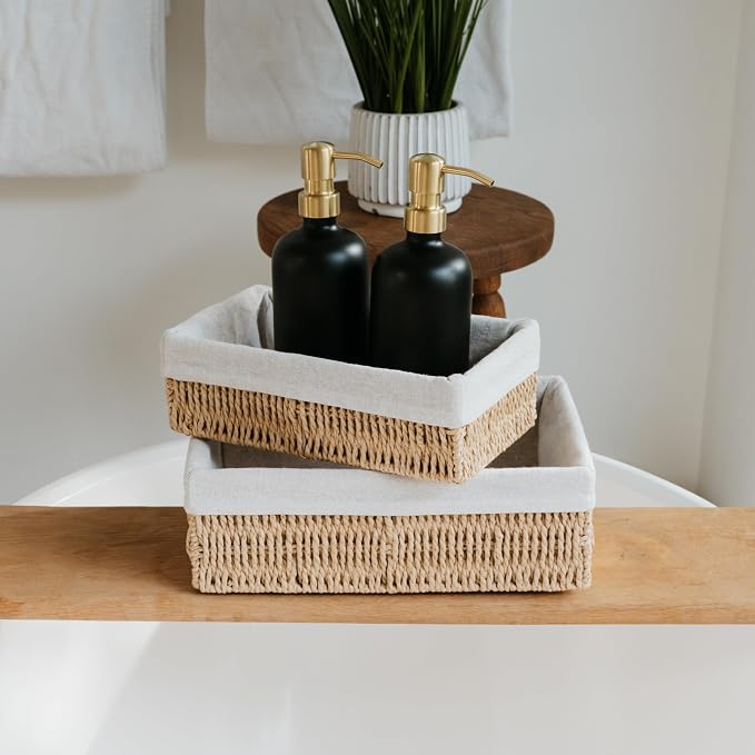 Beautiful Toilet Paper Storage Basket Set of 2 – Decorative Wicker Bathroom - Image 8
