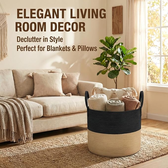 65L Extra Large Blanket Basket for Living Room - Image 2