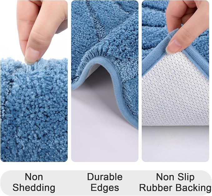 HEBE Bathroom Rugs Sets 5 Piece, Soft Absorbent Microfiber Bath Mat - Image 7