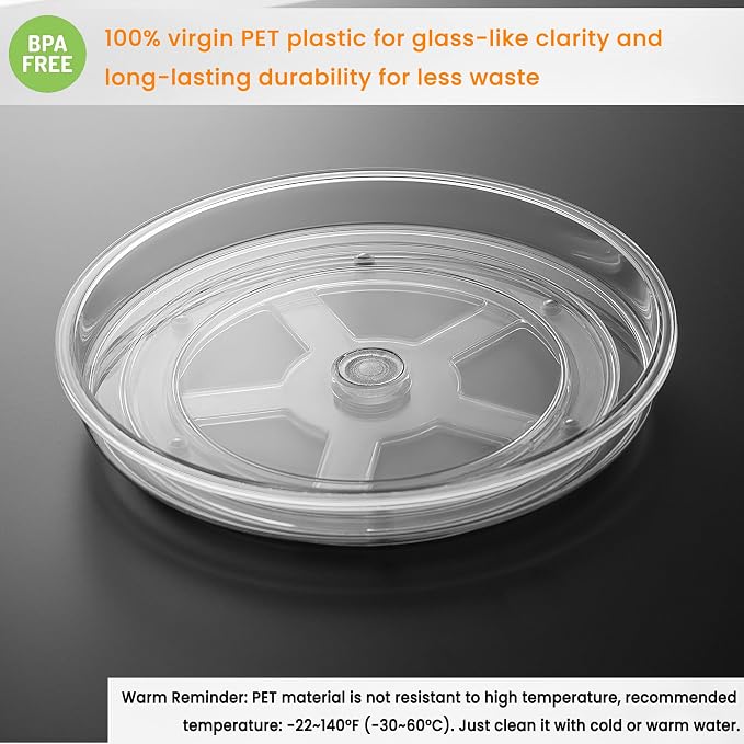 vacane 4 Pack Turntable Organizer Non-Skid, Large 13" Cabinet Lazy Susan Clear - Image 3
