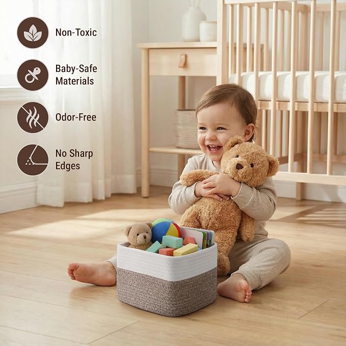 5-Pack Storage Cubes Woven Rope Baskets - Image 4