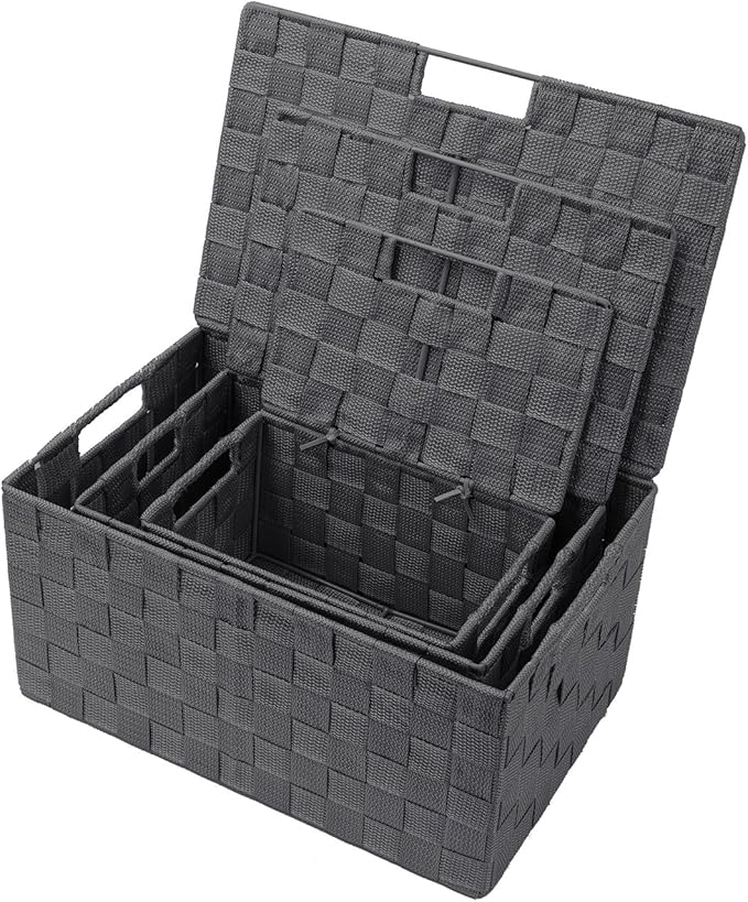 Sorbus Set of 3 Hand-Woven Storage Baskets - Image 3
