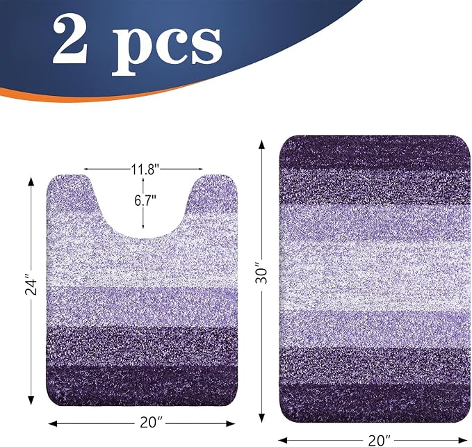 OLANLY Bathroom Rug Set 2 Piece, Soft Absorbent Microfiber Bath Mats and - Image 2