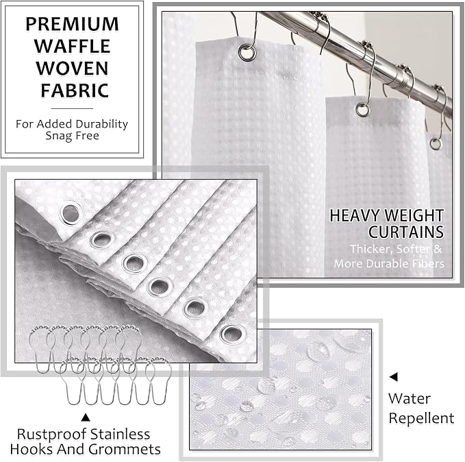 White Bathroom Sets with Shower Curtain and Rugs, 8-Piece Resin Bathroom - Image 3