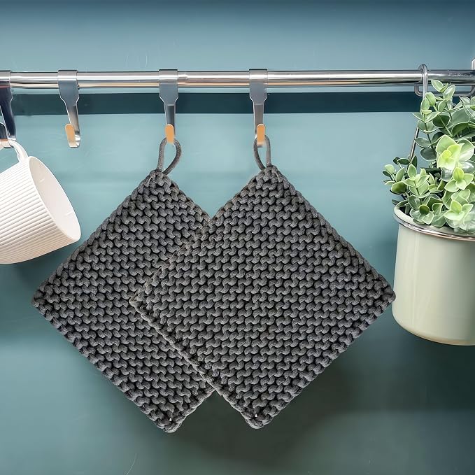 Eiyye Thick Crocheted Pot Holders, Handmade Hot Pads Crocheted Trivets - Image 3