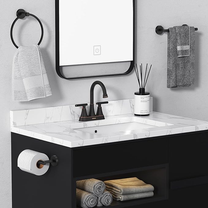 Bathroom Faucets for Sink 3 Hole, Hurran 4 inch Oil Rubbed Bronze Bathroom Sink - Image 7