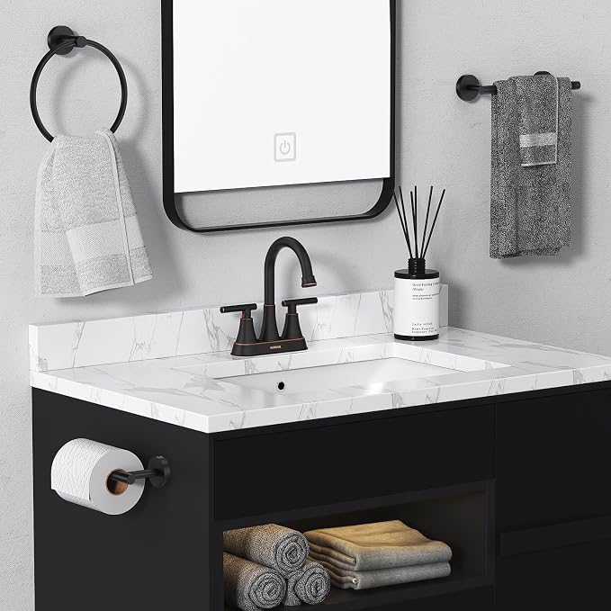 Bathroom Faucets for Sink 3 Hole, Hurran 4 inch Oil Rubbed Bronze Bathroom Sink - Image 6