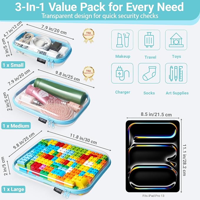 3 Pack Hard Sided Clear Zipper Case - Image 4