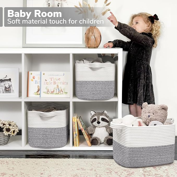 Goodpick Woven Storage Basket, Cotton Rope Baskets - Image 3