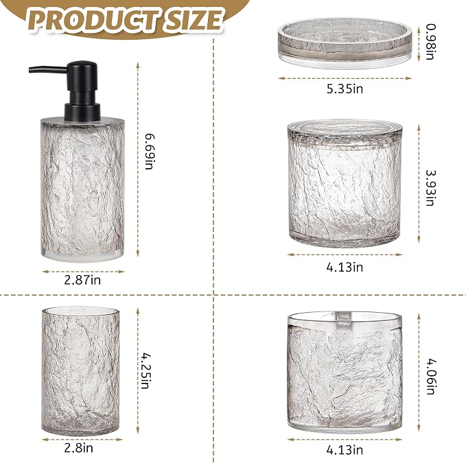 Modern Luxe Bathroom Accessories Set 5 Pcs Resin Bathroom Accessory Set Soap - Image 3