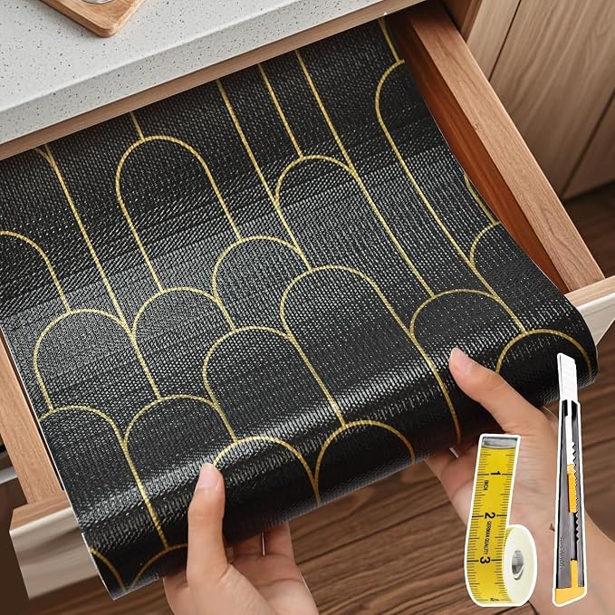 Shelf Liners for Kitchen Cabinets Drawer Liner 23.6in x 30FT Non Adhesive Black - Image 9