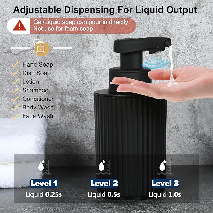 Automatic Soap Dispenser Liquid Touchless: 9oz Black Plastic - Image 2