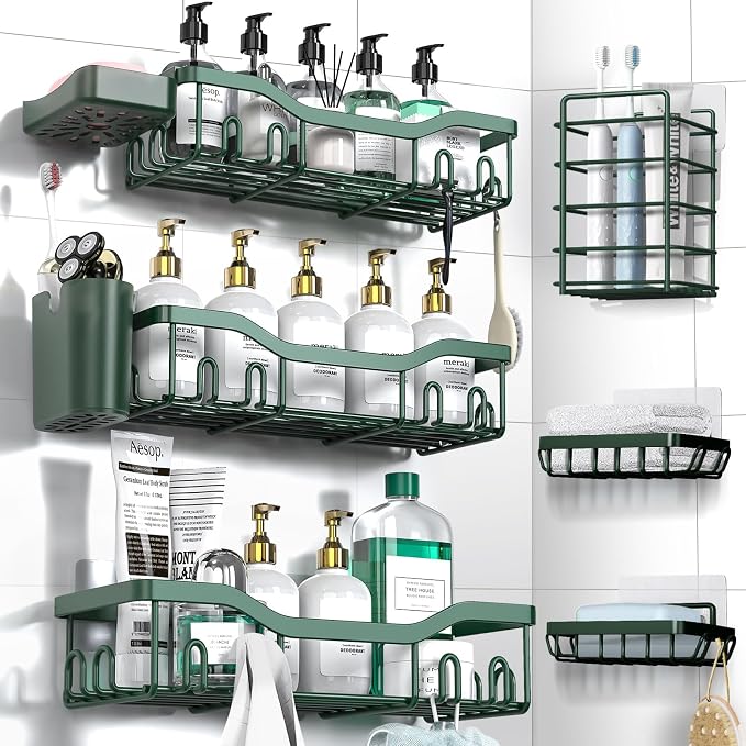Shower Caddy Adhesive Shower Organizer 8-Pack, Rustproof Stainless Steel by OrganizeYourHomeEssentials