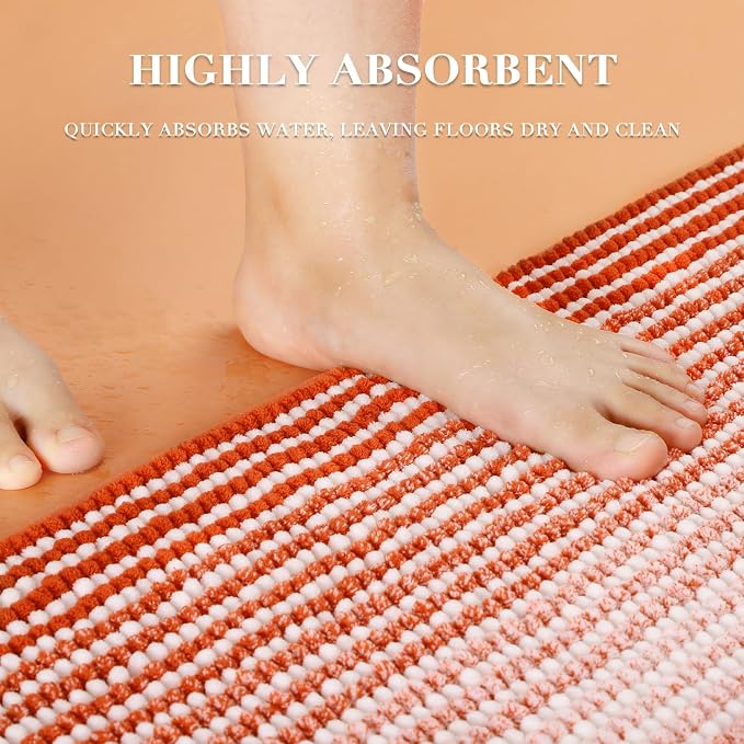 Bathroom Rugs and Mats Sets, 2 Piece Thick Absorbent Chenille Bath Mat Rug Set - Image 5