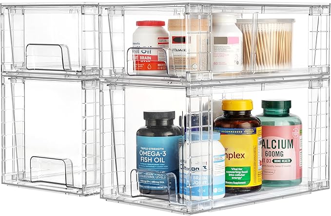 Vtopmart 4 Pack Clear Stackable Storage Drawers, Under Sink and Kitchen - Image 9