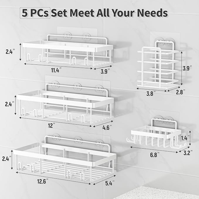 5 Pack Shower Caddy Organizer Rack Shelf - Image 2
